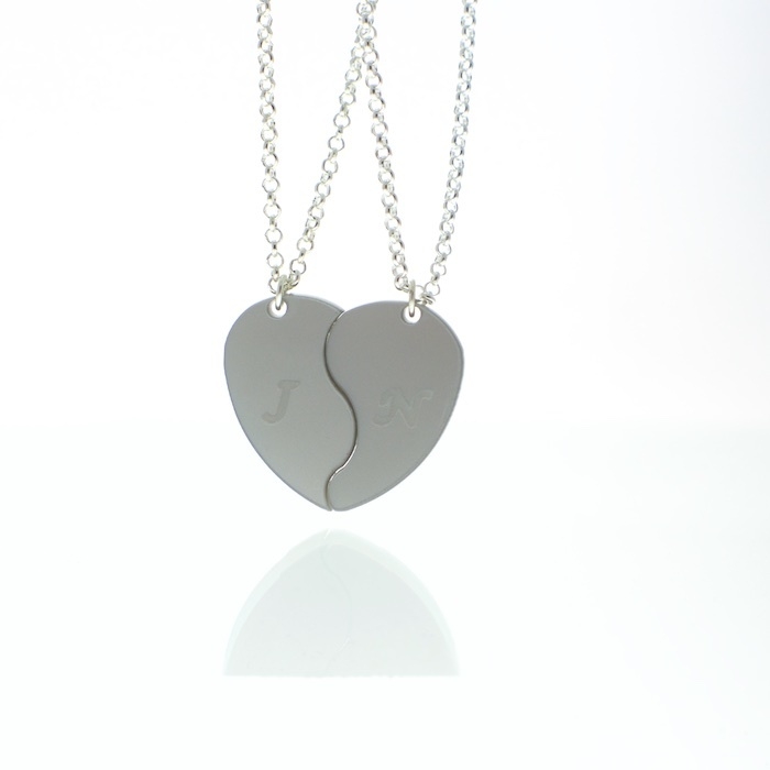 Heart Breakable Shaped Necklace with Initials in Acrylic  - 1