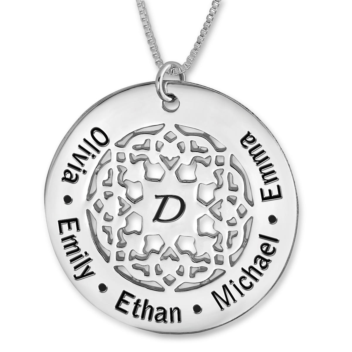 Mother's Name Necklace, with Center Initial, Sterling Silver - 1