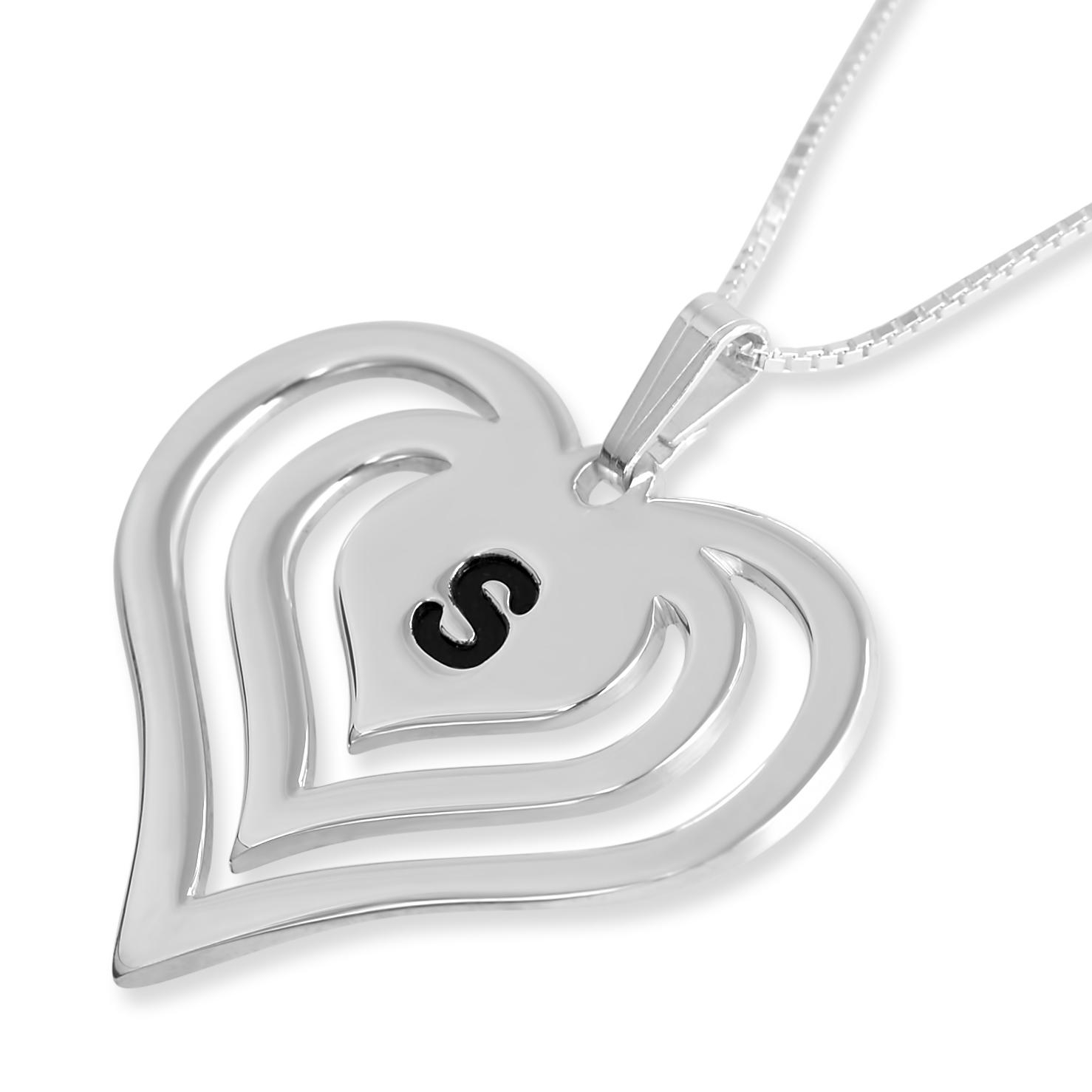 Echoing Heart Initial Pendant, Sterling Silver - 1