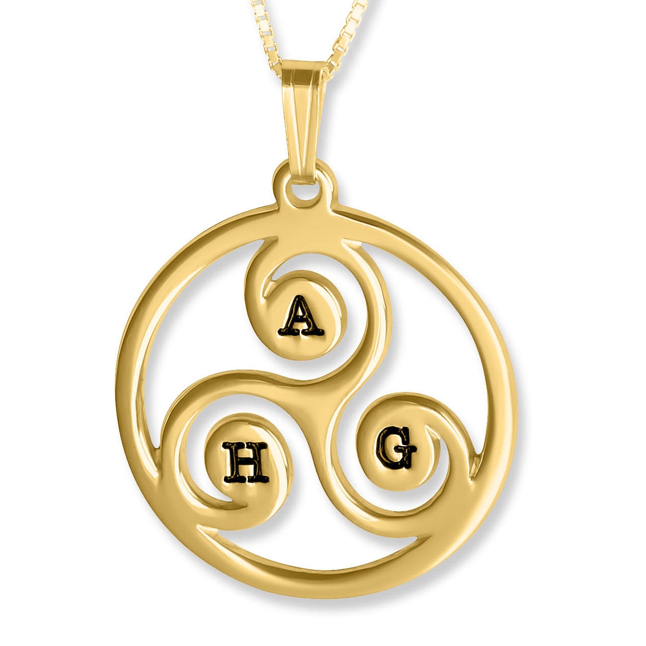 Modern Monogram Triple Twist Pendant, 24k Gold Plated Silver - 1