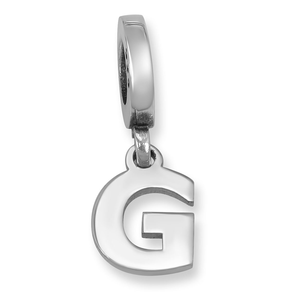 Sterling Silver Classic Font Single Initial Bracelet Charm - 1