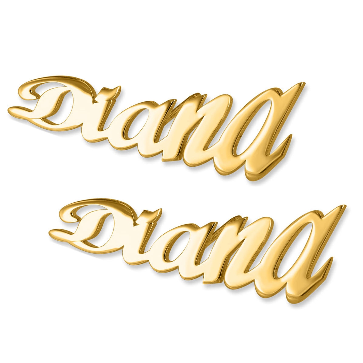 24k Gold Plated Silver Personalized Name Climber Earrings-Cursive Font - 1