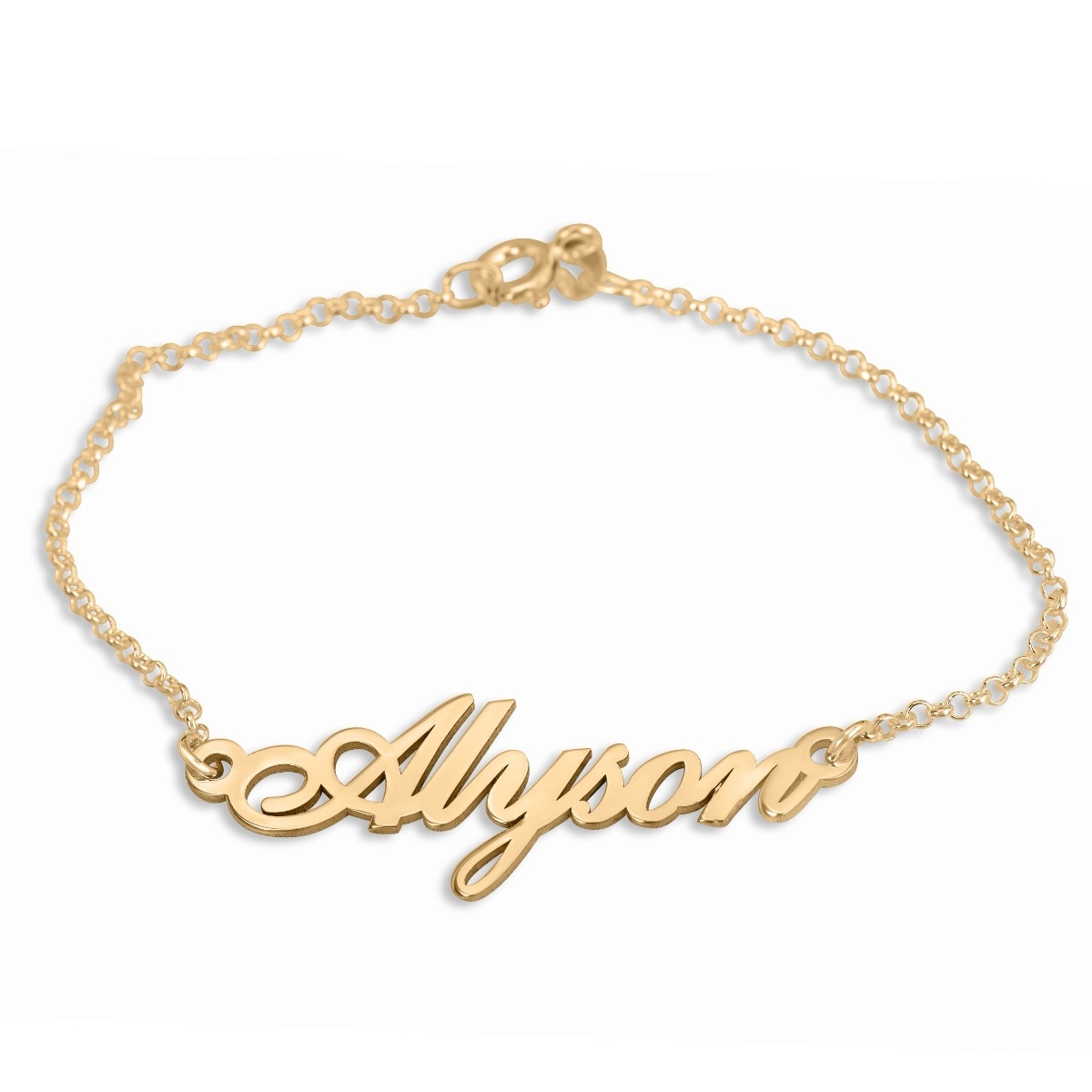 Double Thickness Gold-Plated Classic Script Name Bracelet - 1