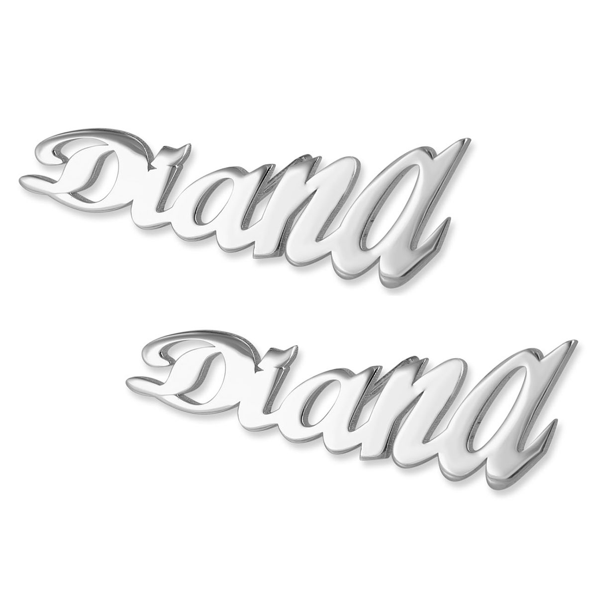 Sterling Silver Personalized Name Climber Earrings-Cursive Font - 1
